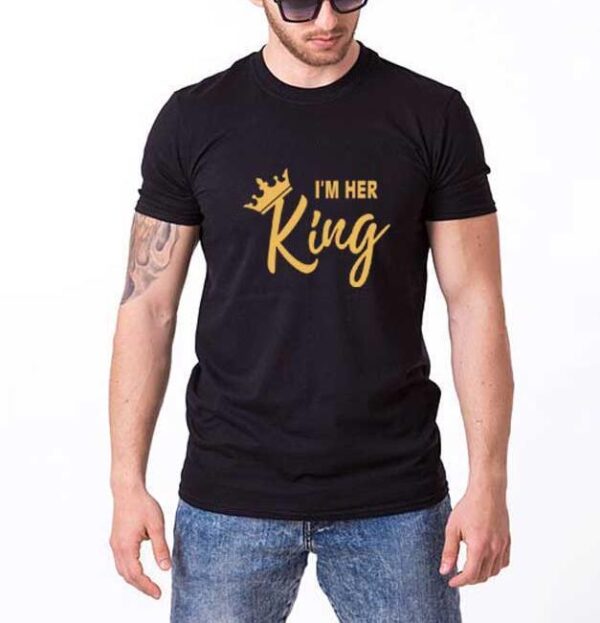 I'm Her King, His Queen Trending Couple Men And Women Letters Short-Sleeved T-Shirt - Image 7