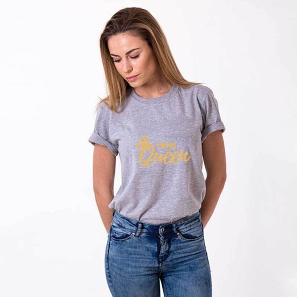 I'm Her King, His Queen Trending Couple Men And Women Letters Short-Sleeved T-Shirt - Image 4