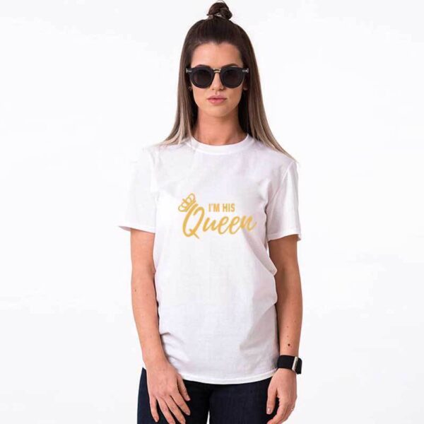 I'm Her King, His Queen Trending Couple Men And Women Letters Short-Sleeved T-Shirt - Image 3