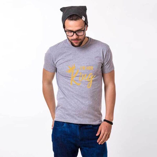 I'm Her King, His Queen Trending Couple Men And Women Letters Short-Sleeved T-Shirt - Image 5